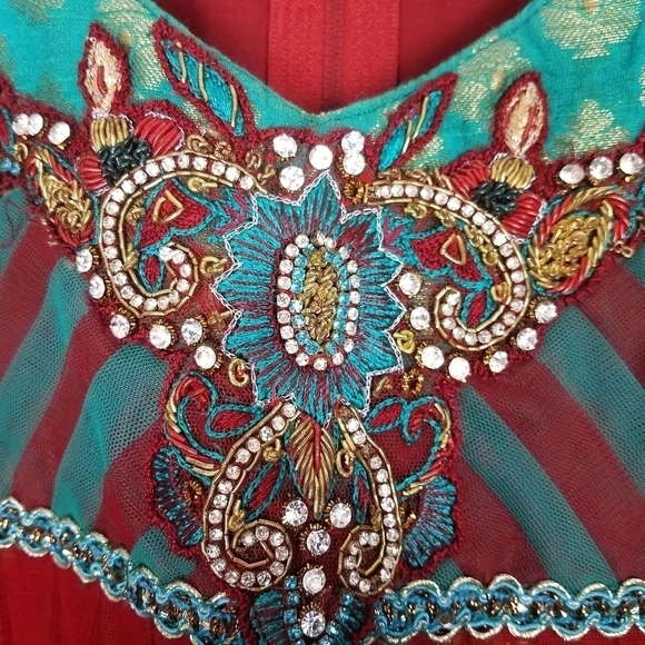 Vintage India Inspired Red Embellished Tunic - Picture 3 of 8